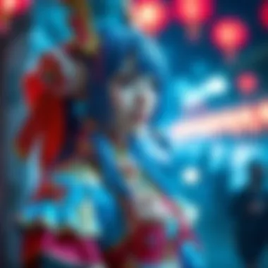 A person dressed as Hane Ame Reze, showcasing intricate costume details and vibrant colors, embodying the character's look.