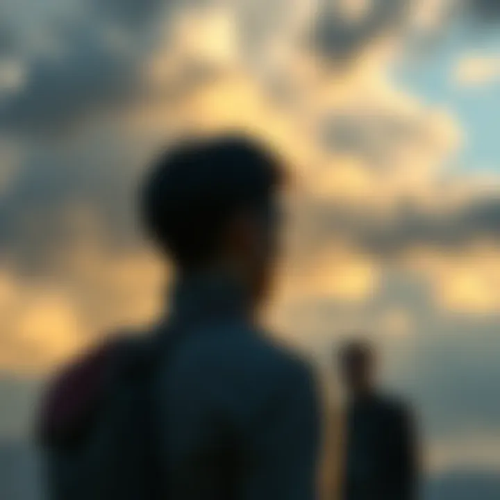 Hange stands alone, looking worried while thinking about the cost of loyalty to friends, with a cloudy sky in the background.