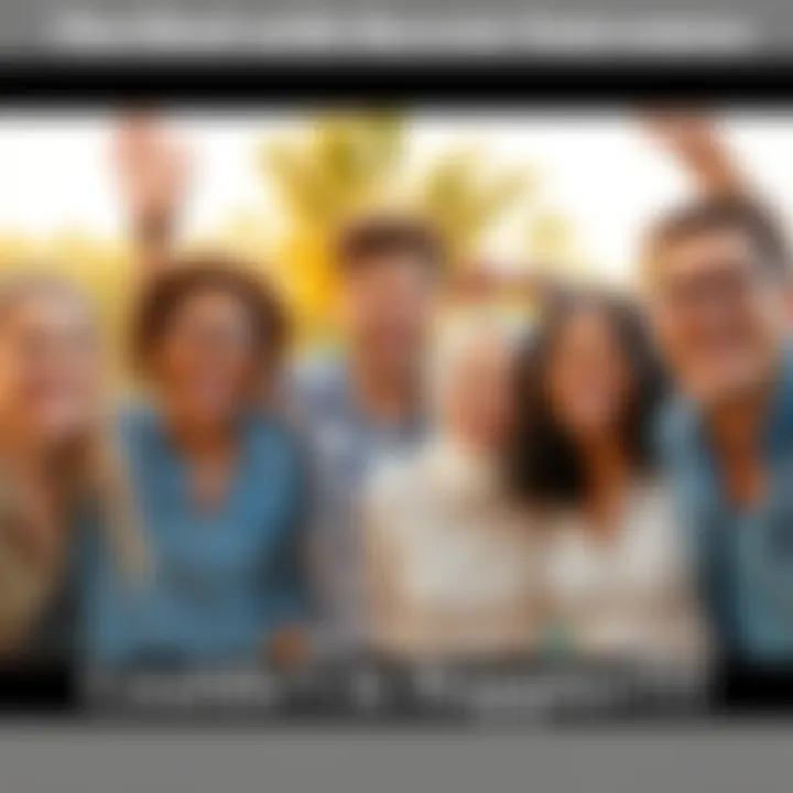 A diverse group of people smiling and celebrating together outdoors, expressing joy and positivity.