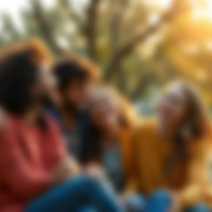 A group of friends laughing and enjoying each other's company at a park