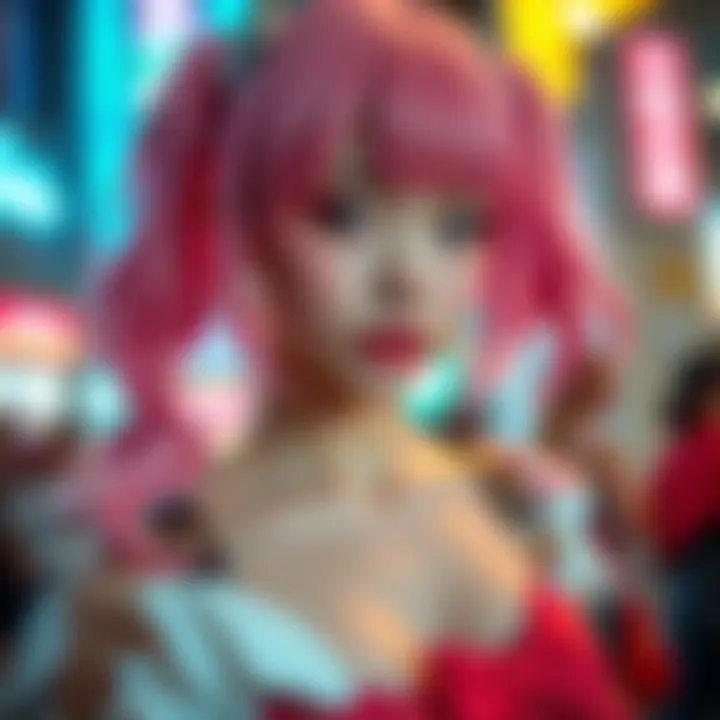 Haruno Sakura Cosplay Look A person showing off a completed Haruno Sakura cosplay with pink hair, a red outfit, and makeup inspired by the character.