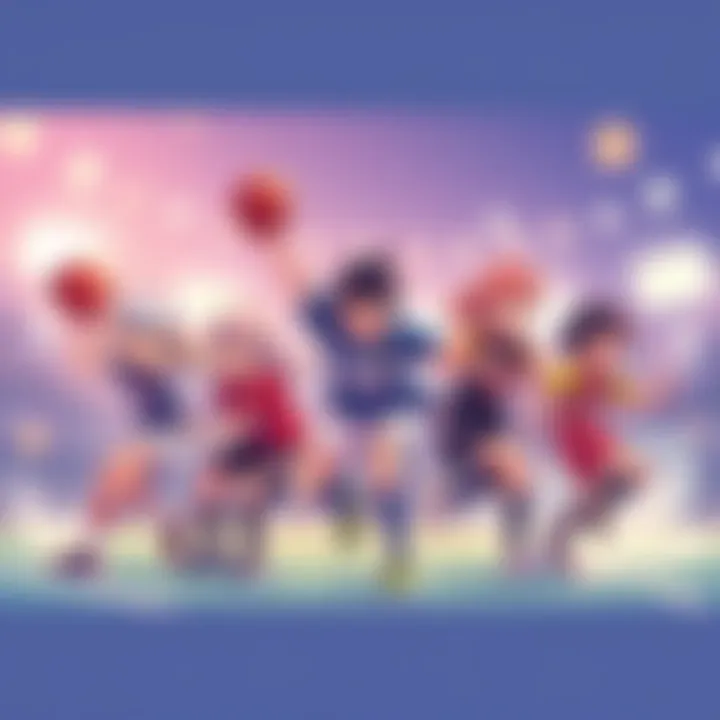 Illustration of Hashira characters showcasing their skills in different sports like basketball and soccer