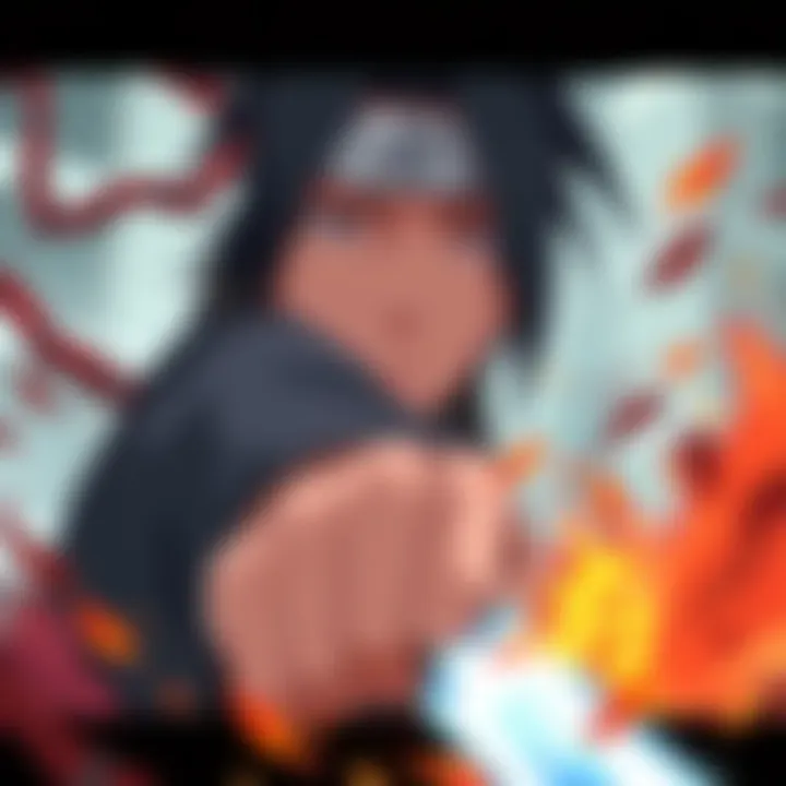 Hashirama Senju in battle Hashirama Senju, the First Hokage, fights with an intense look. His traditional Hokage attire and headband stand out as he prepares for combat.