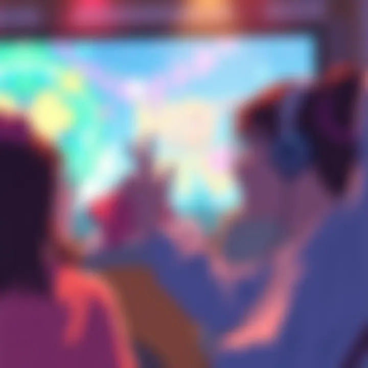 HD Evasuka Release Fans excitedly watch HD Evasuka on a large screen, showcasing vibrant visuals and classic scenes.