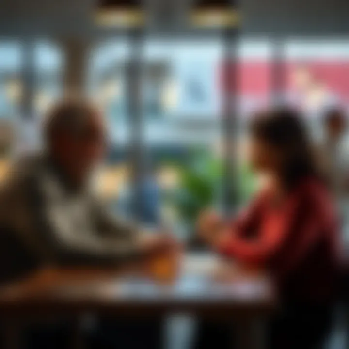 A man and a woman sitting at a table, engaged in a respectful conversation, showcasing good communication in a relationship.
