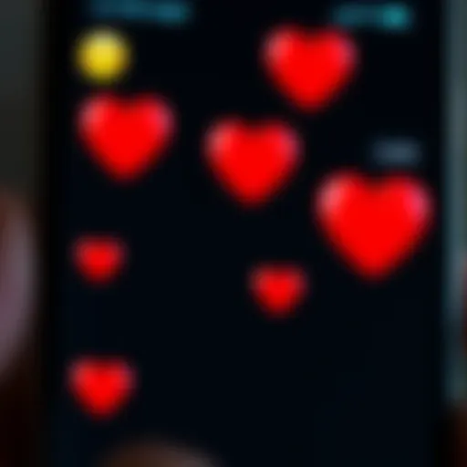 A smartphone screen displaying heart emojis in a chat conversation, illustrating emotional connections in texting.