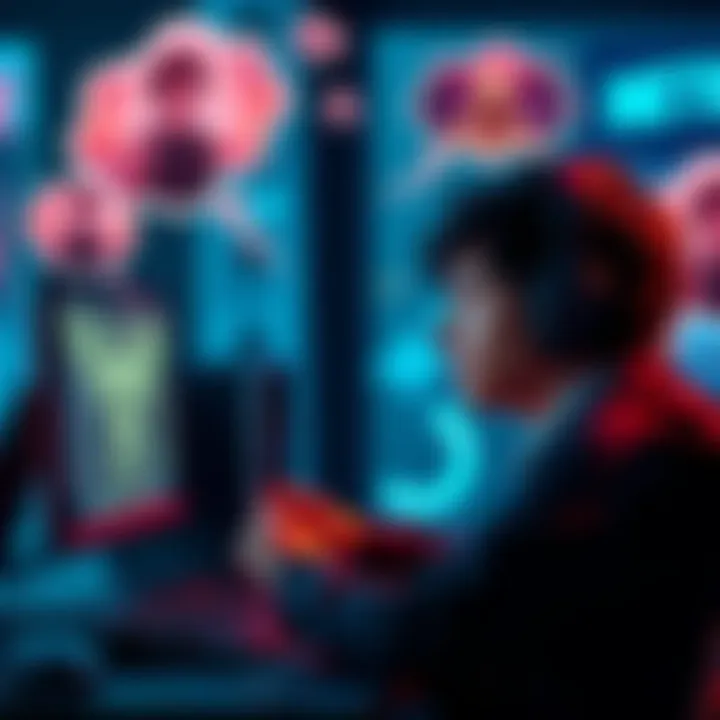 A gamer sitting in front of a computer, looking sad while memories of a strong game defender appear in thought bubbles.