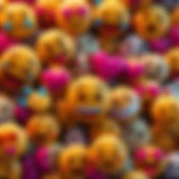 A collage of various emotional emojis including tears, hearts, and smiles, representing diverse reactions in online communication.
