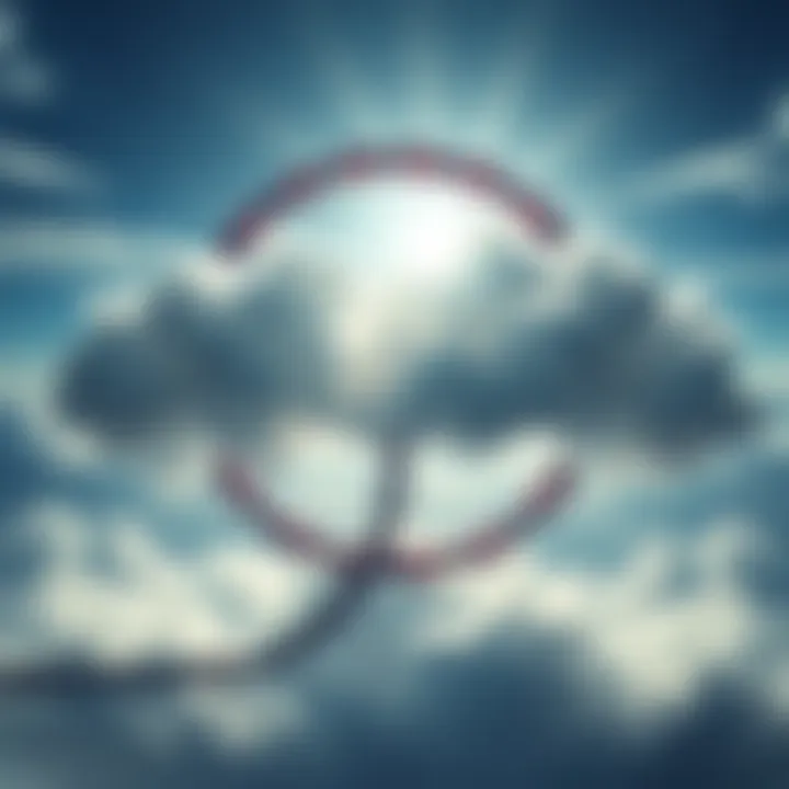 A representation of a chain and a cloud symbolizing heavenly restriction, with light shining through the cloud