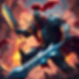 Heavy Knight in Battle A Heavy Knight character engaged in combat, showcasing impressive armor and weaponry, set against a fantasy backdrop.