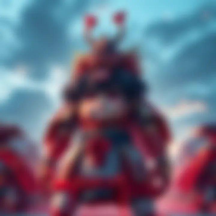 Heian Sukuna in full display Heian Sukuna stands confidently, showing his unique design while missing the Belly mouth and Hiten features, captivating onlookers.