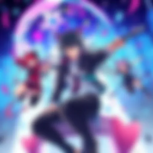 Colorful anime fanart showcasing characters from Hemlock in a dynamic pose