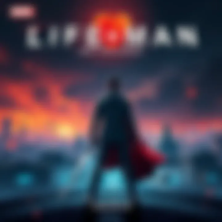 The hero stands at a crossroads, looking determined as obstacles loom ahead and unexpected twists surround them.