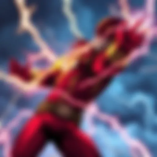 Eric, the hero, using his Quirk Arc Flash to control a surge of electricity in a dramatic pose against a stormy sky.