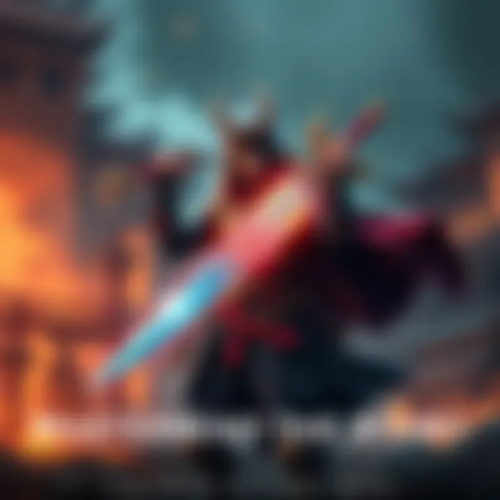 A protagonist stands confidently, holding a glowing demon sword, ready to face challenges ahead, with a backdrop of a mystical battlefield.