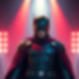 A character in costume stands confidently, ready for a live action adaptation, with a spotlight shining down.