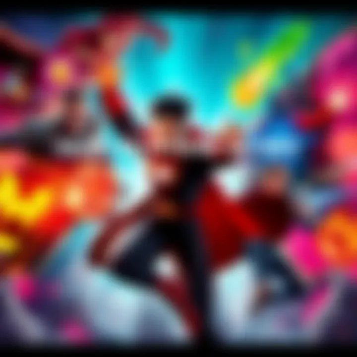 A hero showcasing nine unique powers in an action pose, surrounded by a vibrant movie budget backdrop illustrating energy and excitement.