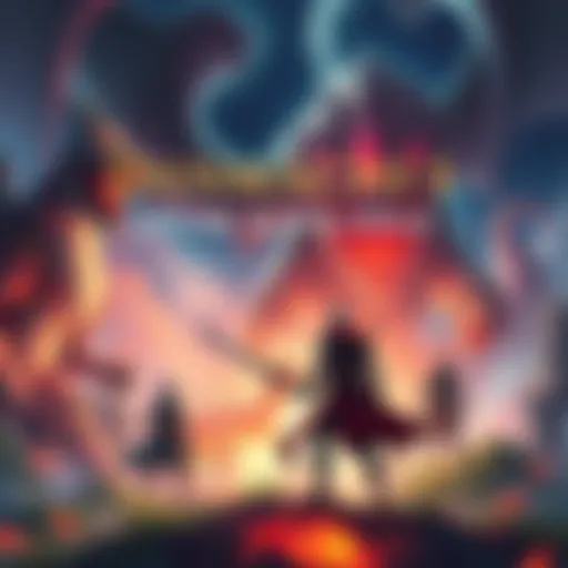A group of heroes facing mythical creatures in a vibrant fantasy world, ready for adventure