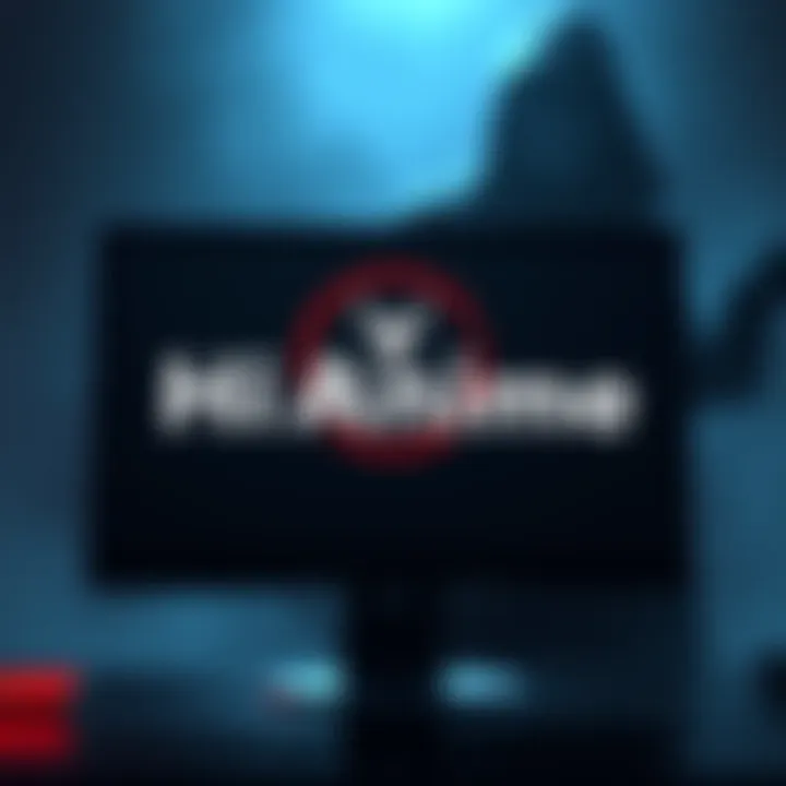 A computer screen showing the HiAnime logo with warning signs related to piracy.  A shadowy figure is in the background, symbolizing the threat to the anime industry.