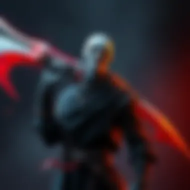 Hidan and His Scythe Hidan, a character with a twisted grin, stands proudly with his large, menacing scythe resting on his shoulder in a dark atmosphere.