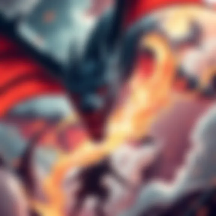 Hiei summons a powerful dragon against Zeru in an intense battle scene