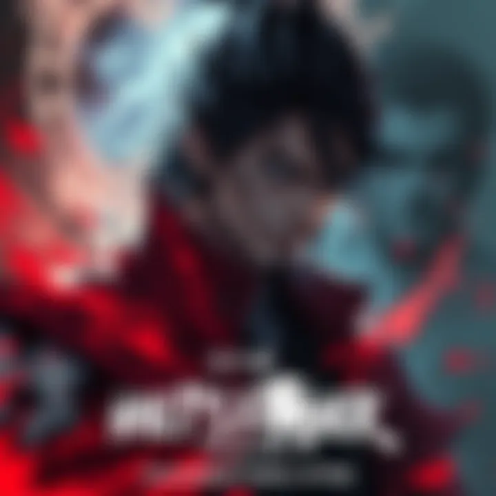 An artistic representation of Hiei's father, showcasing a strong, fierce character with dark hair and a determined expression, set against a mystical background