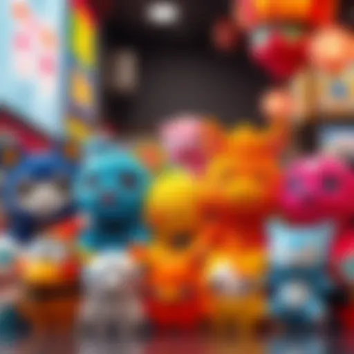 A collection of fumo plush toys representing Hifuujerks' popular partners, showcasing their vibrant colors and unique designs