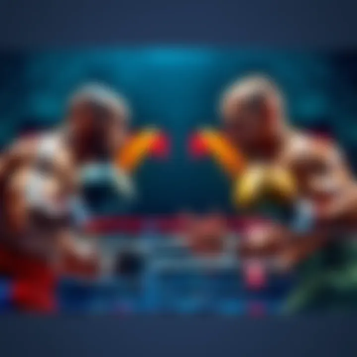 Two competitors preparing for a tense showdown in a ring, showcasing their determination and focus.