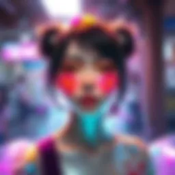 A colorful depiction of Hikari showcasing a vibrant glowing aura around her, symbolizing her unique urine aura phenomenon.