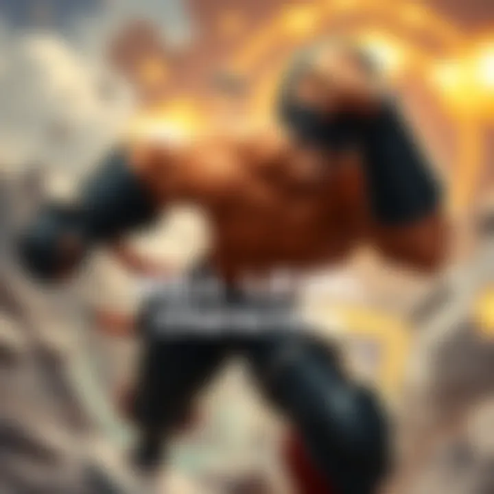 A strong character showcasing impressive abilities and strength in an action pose