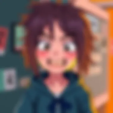 Himiko Toga Character A cartoon-style illustration of Himiko Toga, showing her playful yet irritating expression with wild hair and a mischievous smile
