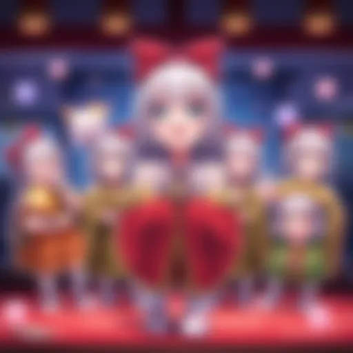 A colorful selection of emotes featuring Himiko Toga in various playful poses and expressions, showcasing options like 'Dare or Make' and dance emotes.