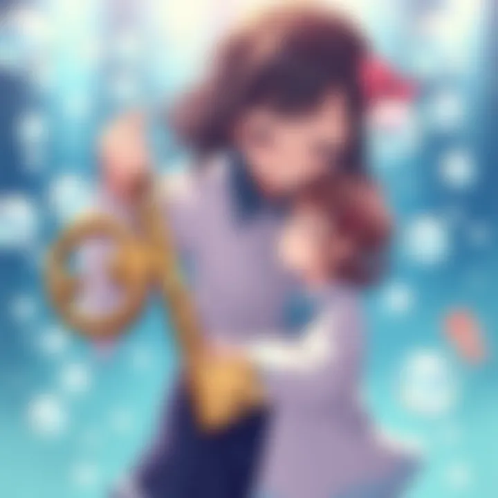 Hiori's Key and Isagi's Bubbles An illustration showing Hiori holding a large key with floating bubbles around Isagi, symbolizing their connection and Isagi's childhood memories.