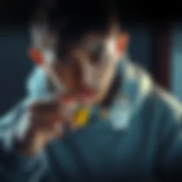 Hiriluk holds a small vial with a sad expression, contemplating his decision to take a remedy that may not work, symbolizing love and sacrifice.