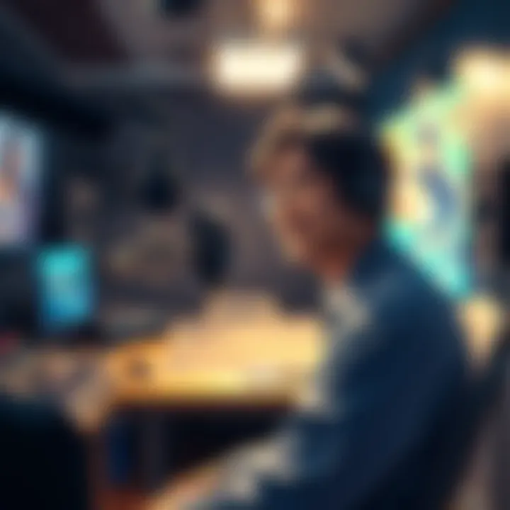 Hiroyuki Yoshino recording voice in a professional studio for anime projects