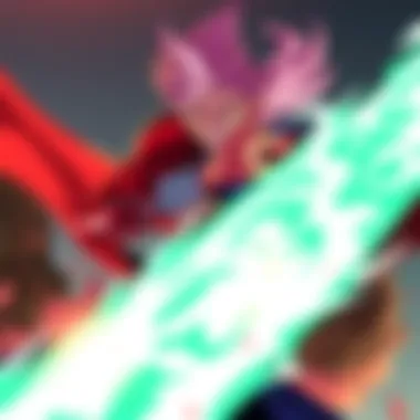 Hisoka using Bungee Gum in battle Hisoka Marrow displaying his Bungee Gum technique during an intense fight, showing his confident expression and dynamic pose