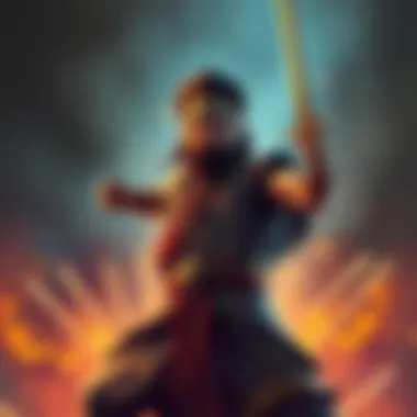An illustration of Alluri Sitarama Raju preparing for a battle, showcasing his traditional attire and warrior stance, engaged in a hypothetical fight scenario.