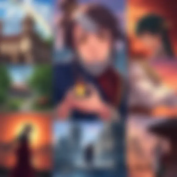 Historical Anime Scenes A collage of scenes from historical anime, depicting characters in period-appropriate clothing and settings, showcasing European landscapes and ancient cultures without any magical elements.