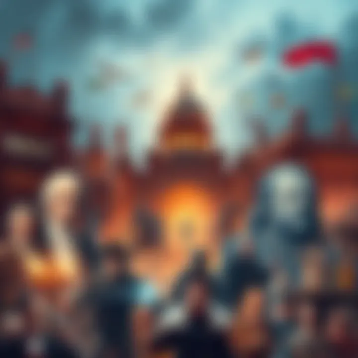 Historical Events Illustration A collage of significant historical events, featuring iconic figures and moments that impacted society.
