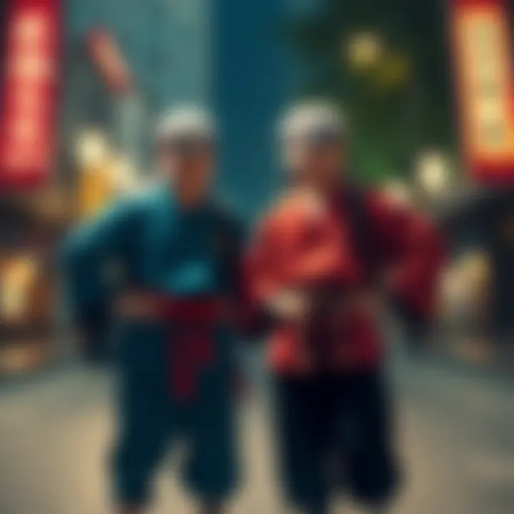 Two former lazy students now celebrating as respected Hokages, standing proudly with their hands on their hips and smiles, embracing their leadership roles.