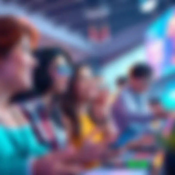 A vibrant illustration of Hololive talents engaging with fans, showcasing their creativity and joy.