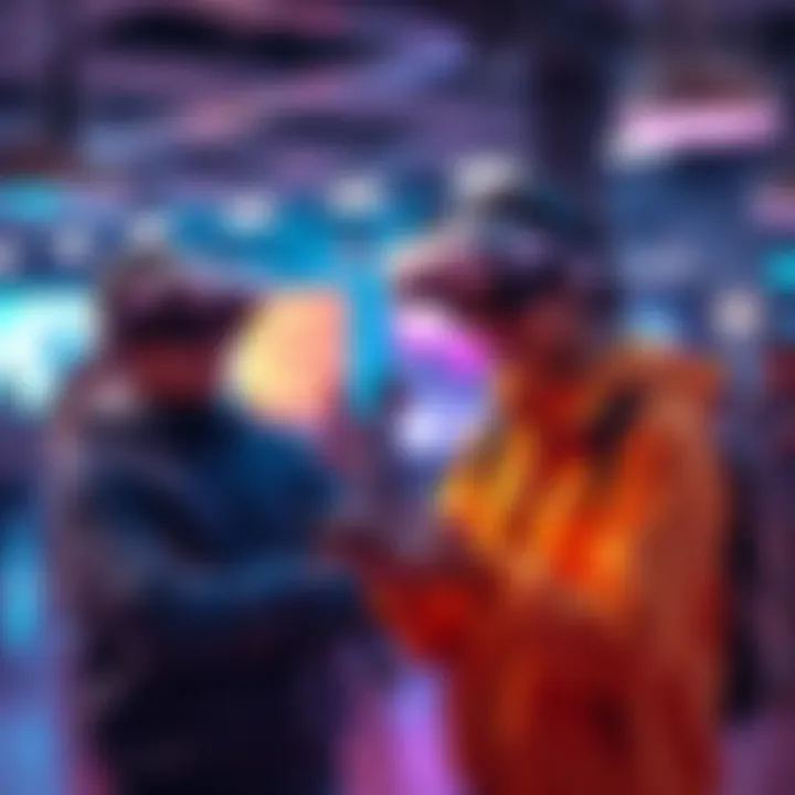 Two Hololive trainers engaging with virtual creators and their audiences, showing their skills and teamwork in a lively community setting.