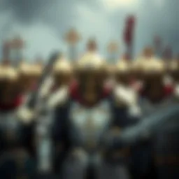 Holy Knights in battle armor A group of Holy Knights in shining armor, ready for battle, displaying their strength and determination