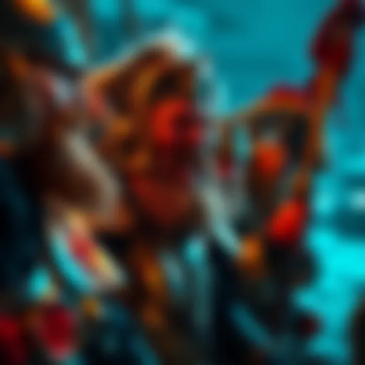 Holy Knights Laughing at Blackbeard Pirates Holy Knights laughing joyfully while the Blackbeard Pirates look embarrassed in the background.