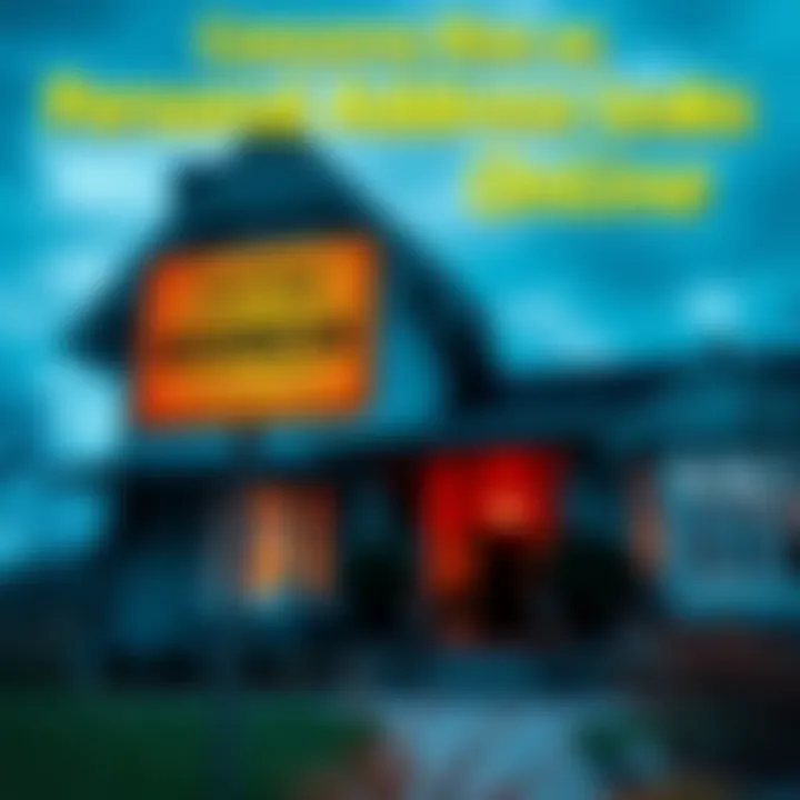 A house with a warning sign indicating privacy concerns over leaked addresses