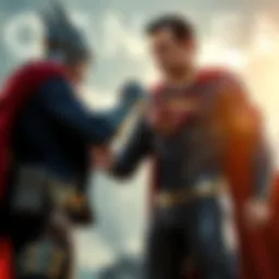 Homelander, energized with Omega energy, confronts Superman who stands firm and resilient, showcasing the power disparity between them.