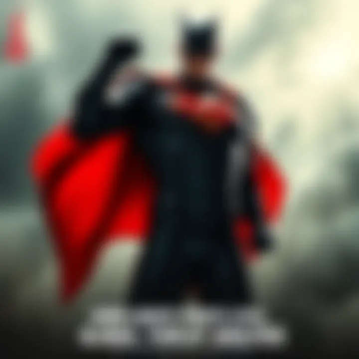 Homelander standing tall with a serious expression, showcasing his superhero costume and cape, exuding power and dominance