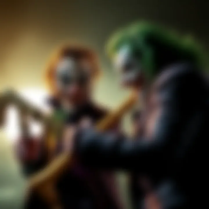 Homelander and the Joker facing off in a dramatic fight, with the Joker wielding a crowbar and looking menacing while Homelander prepares to attack.