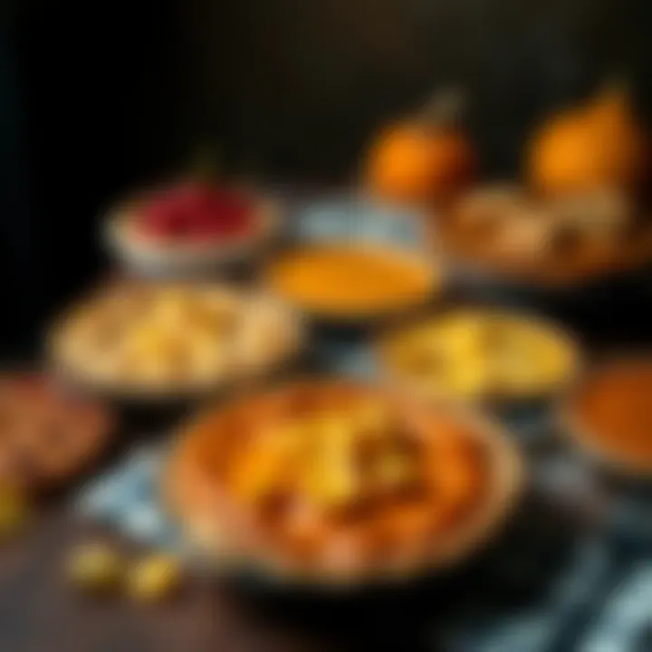 A variety of freshly baked pies including apple, cherry, and pumpkin on a wooden table