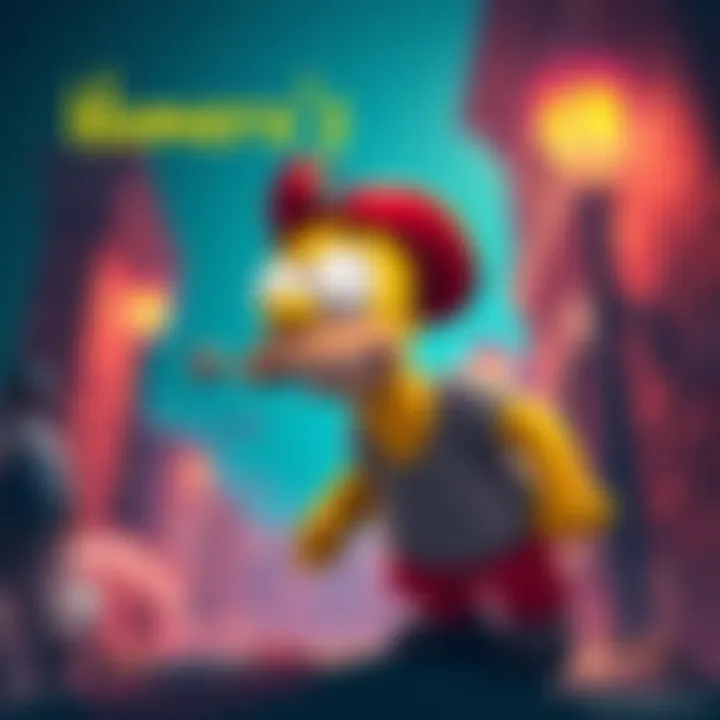 A cartoon character named Homero doing something unexpected, looking playful and mischievous, symbolizing simplicity leading to surprising outcomes.